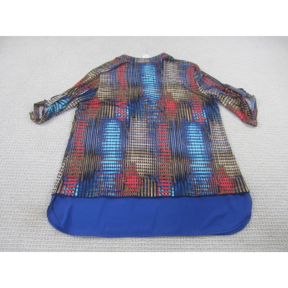 Joseph Ribkoff Shirt Womens Large Multicolor Tunic‎ High Low Hem Split Neck 5963 - Picture 4 of 7